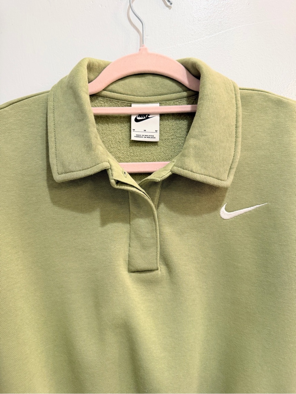 Nike Sportswear Phoenix Fleece Crop Polo Sweatshirt Women's Medium Sage Green - Picture 7 of 14